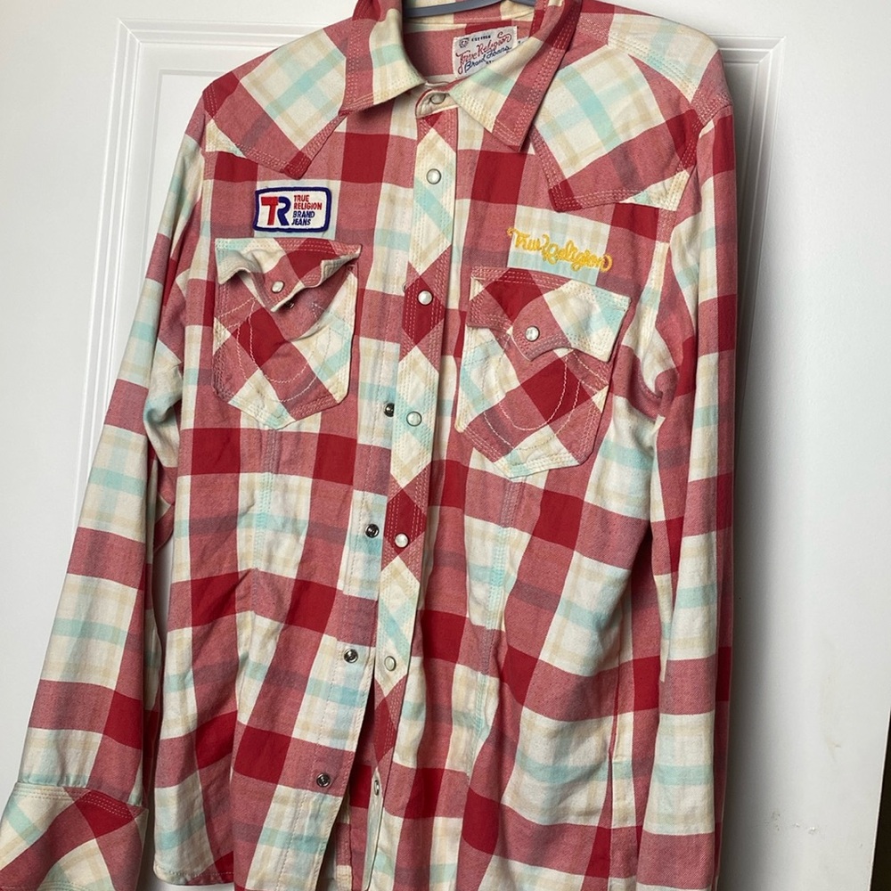 True religion collard long sleeve shirt